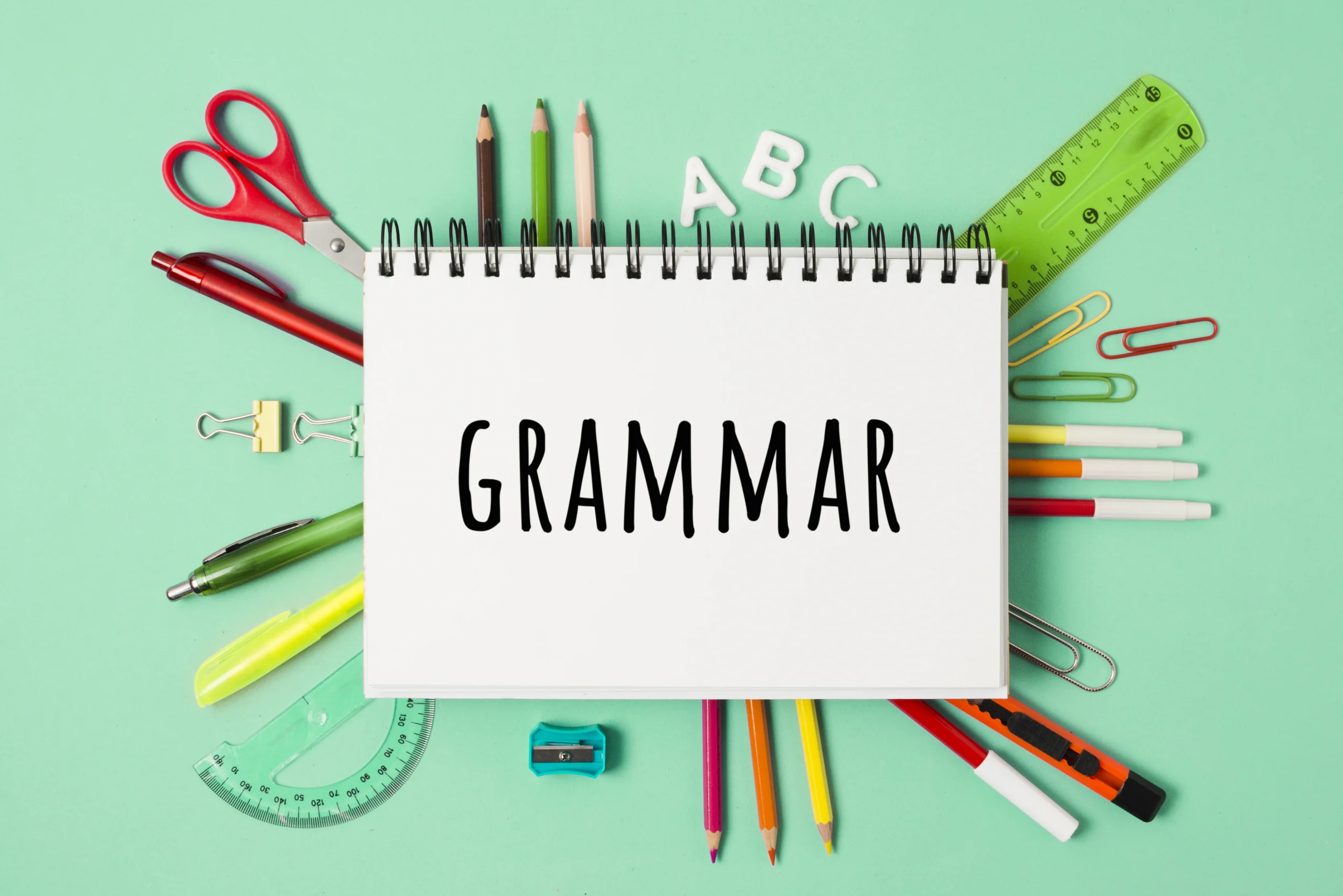 notebook with grammar word school suplies