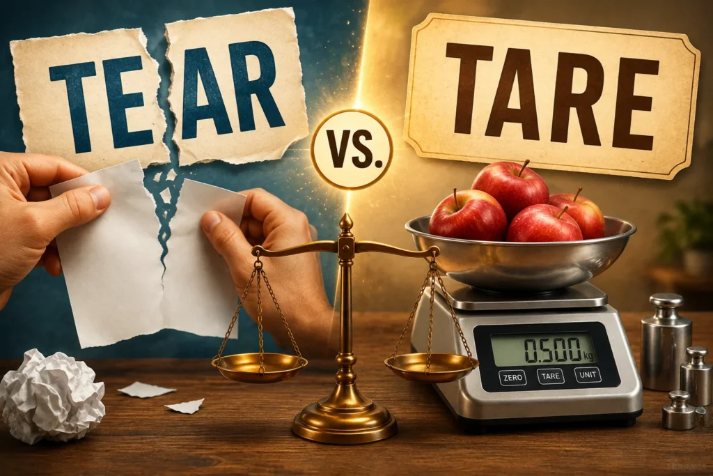 Tear vs. Tare Homophones: Spelling, Meaning, Differences, and Usage