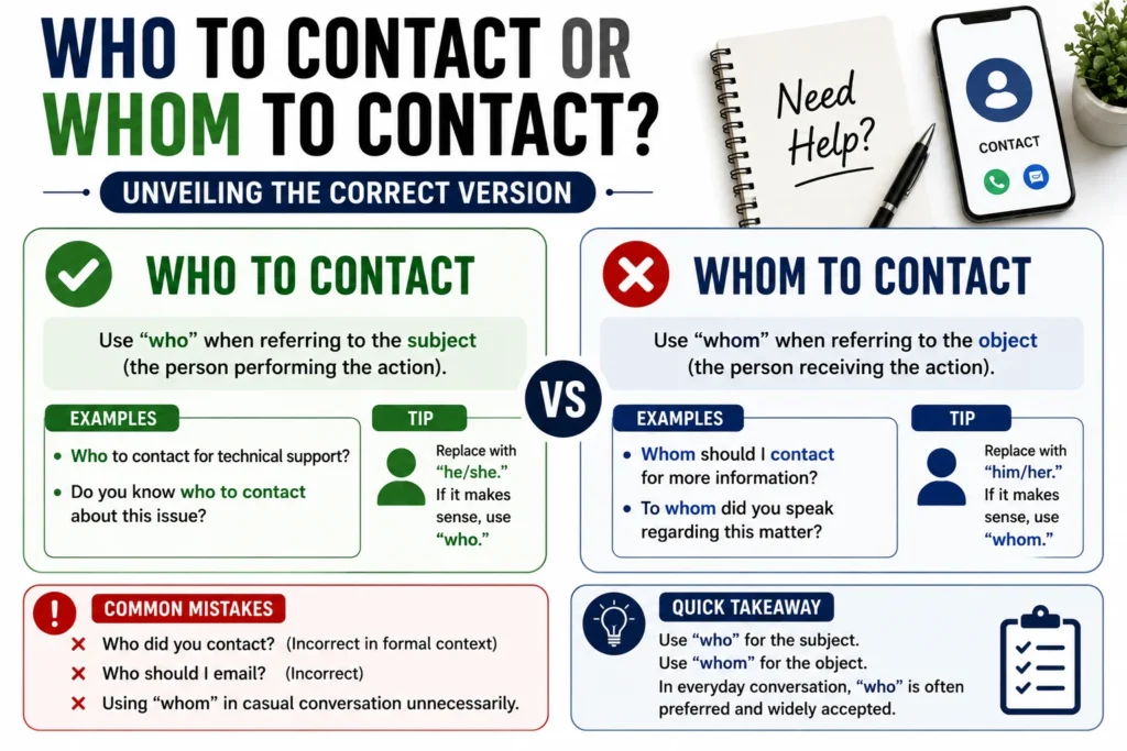 Who to Contact or Whom to Contact? Unveiling the Correct Version